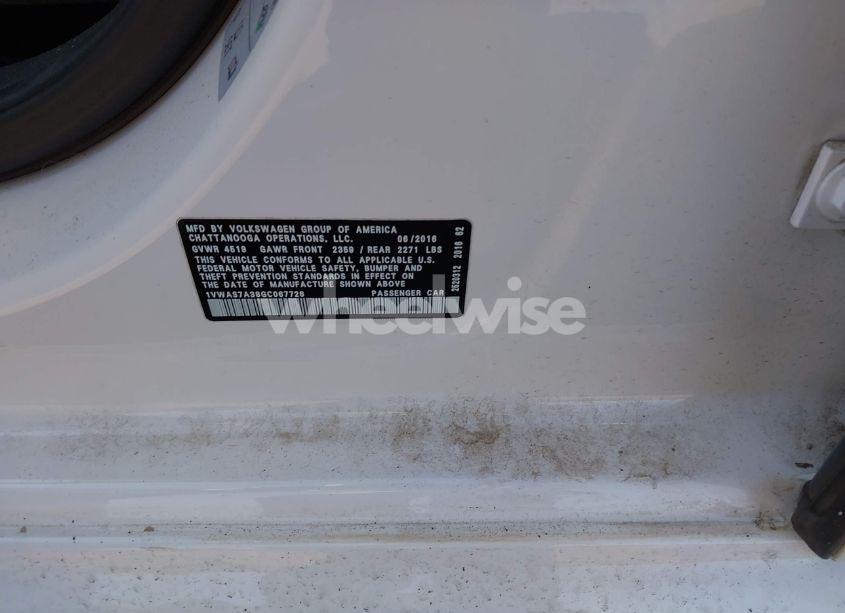 Photo 9 of 2016 Volkswagen Passat 1.8T S (VIN 1VWAS7A38GC067726)