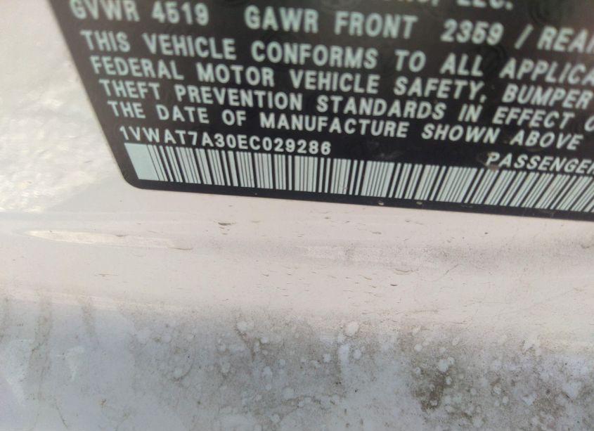 Photo 9 of 2014 Volkswagen Passat 1.8T WOLFSBURG EDITION (VIN 1VWAT7A30EC029286)