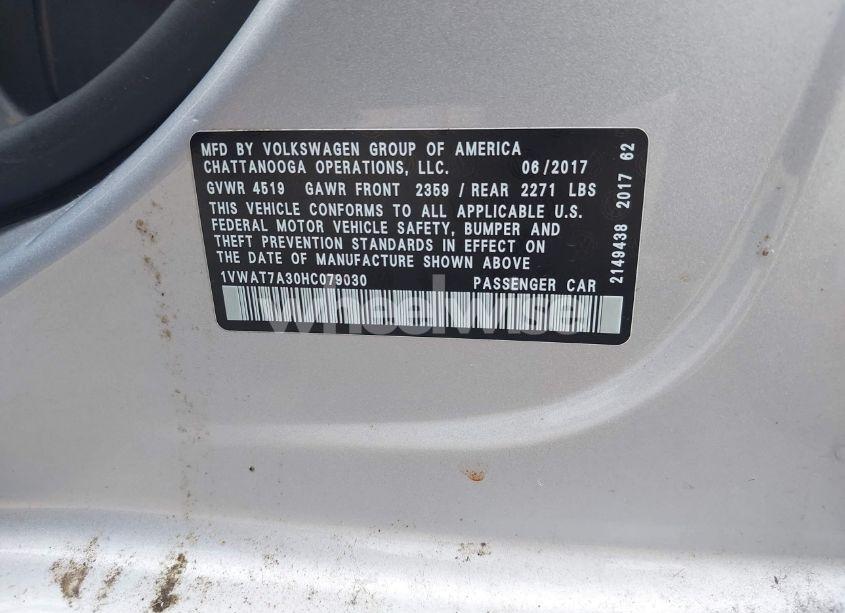 Photo 9 of 2017 Volkswagen Passat 1.8T S (VIN 1VWAT7A30HC079030)