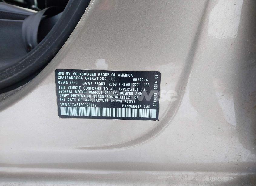Photo 9 of 2015 Volkswagen Passat 1.8T WOLFSBURG EDITION (VIN 1VWAT7A31FC026219)
