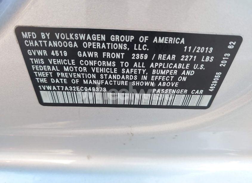 Photo 9 of 2014 Volkswagen Passat 1.8T WOLFSBURG EDITION (VIN 1VWAT7A32EC048373)
