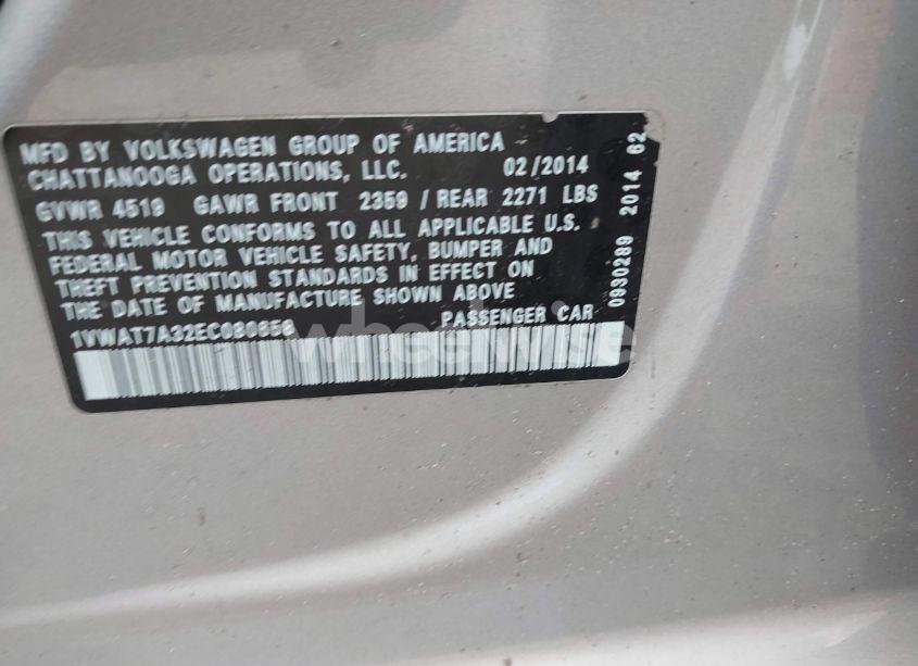 Photo 9 of 2014 Volkswagen Passat 1.8T WOLFSBURG EDITION (VIN 1VWAT7A32EC080658)