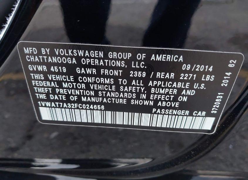 Photo 9 of 2015 Volkswagen Passat 1.8T WOLFSBURG EDITION (VIN 1VWAT7A32FC024656)