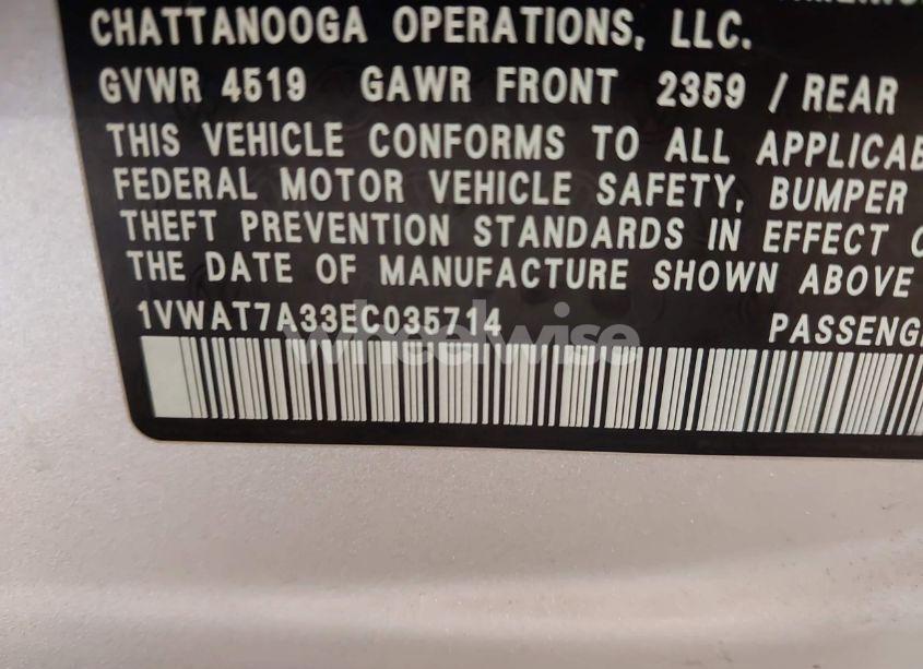 Photo 9 of 2014 Volkswagen Passat 1.8T WOLFSBURG EDITION (VIN 1VWAT7A33EC035714)