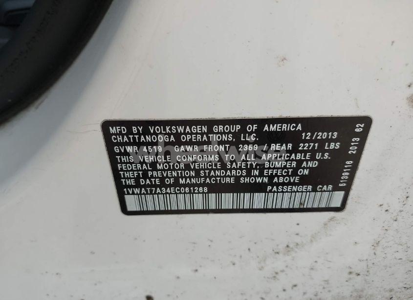 Photo 9 of 2014 Volkswagen Passat 1.8T WOLFSBURG EDITION (VIN 1VWAT7A34EC061268)