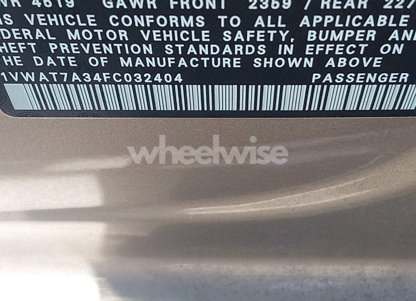 Photo 9 of 2015 Volkswagen Passat 1.8T WOLFSBURG EDITION (VIN 1VWAT7A34FC032404)