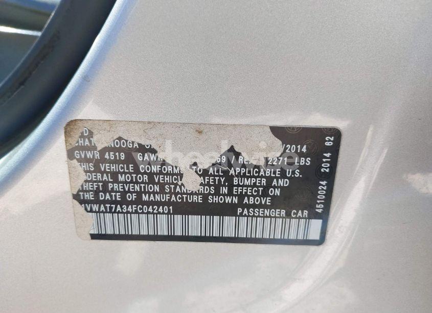 Photo 9 of 2015 Volkswagen Passat 1.8T WOLFSBURG EDITION (VIN 1VWAT7A34FC042401)