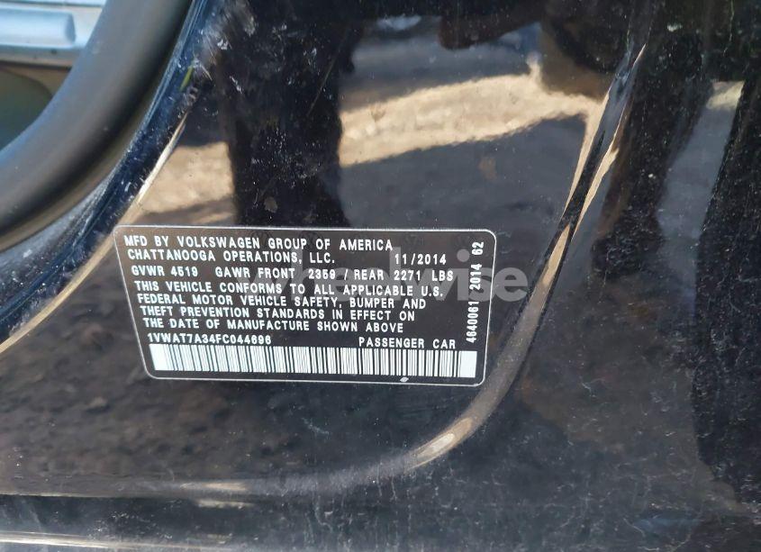 Photo 9 of 2015 Volkswagen Passat 1.8T S (VIN 1VWAT7A34FC044696)