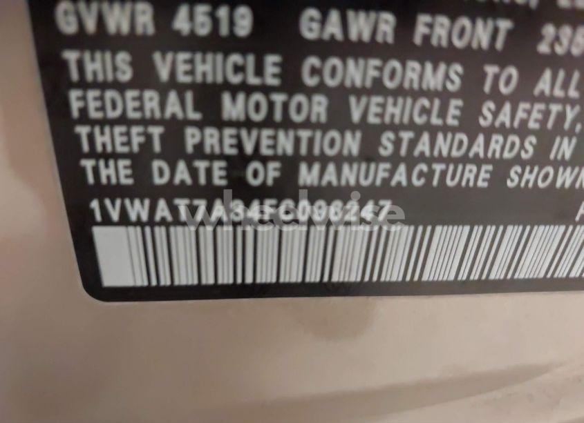 Photo 9 of 2015 Volkswagen Passat 1.8T WOLFSBURG EDITION (VIN 1VWAT7A34FC096247)