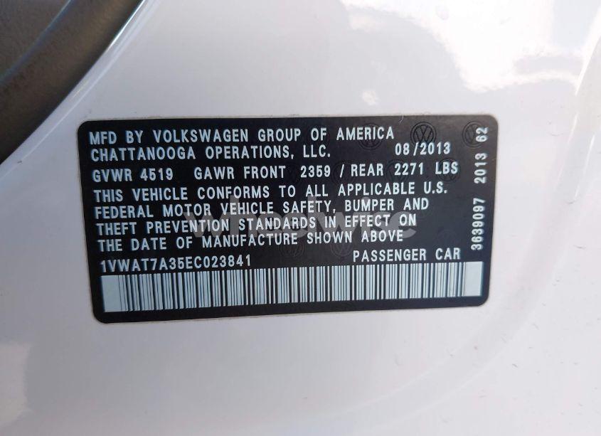 Photo 9 of 2014 Volkswagen Passat 1.8T S (VIN 1VWAT7A35EC023841)