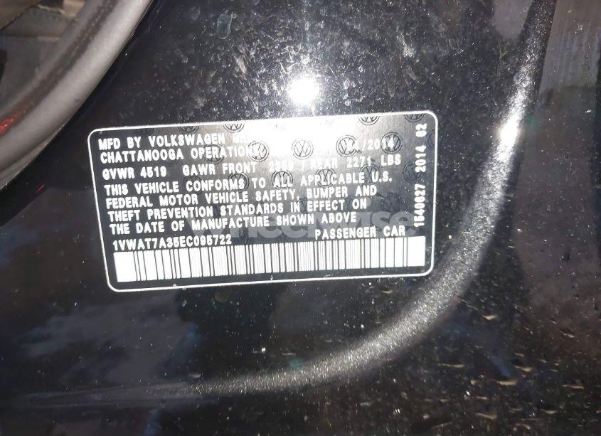 Photo 9 of 2014 Volkswagen Passat 1.8T WOLFSBURG EDITION (VIN 1VWAT7A35EC095722)