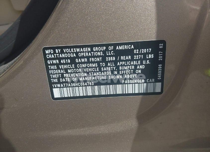 Photo 9 of 2017 Volkswagen Passat 1.8T S (VIN 1VWAT7A36HC054763)