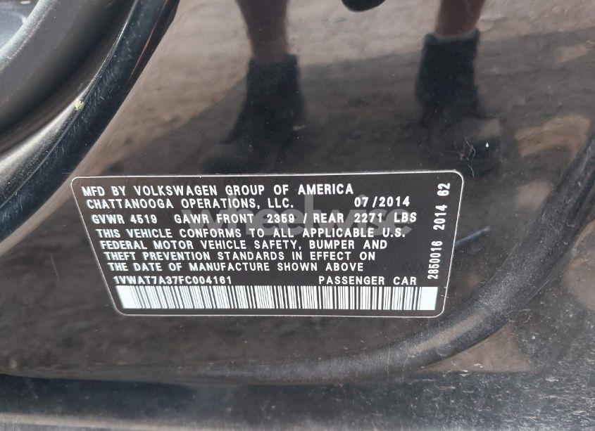 Photo 9 of 2015 Volkswagen Passat 1.8T WOLFSBURG EDITION (VIN 1VWAT7A37FC004161)