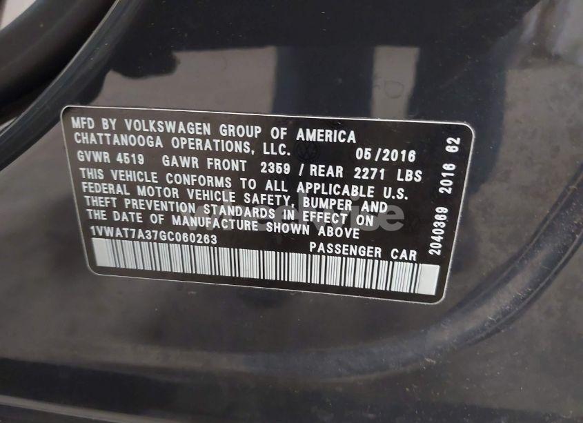 Photo 9 of 2016 Volkswagen Passat 1.8T R-LINE (VIN 1VWAT7A37GC060263)