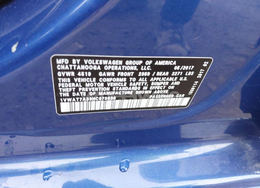 Photo 9 of 2017 Volkswagen Passat 1.8T S (VIN 1VWAT7A39HC073839)