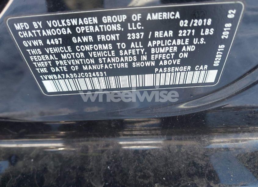 Photo 9 of 2018 Volkswagen Passat 2.0T SE (VIN 1VWBA7A30JC024531)