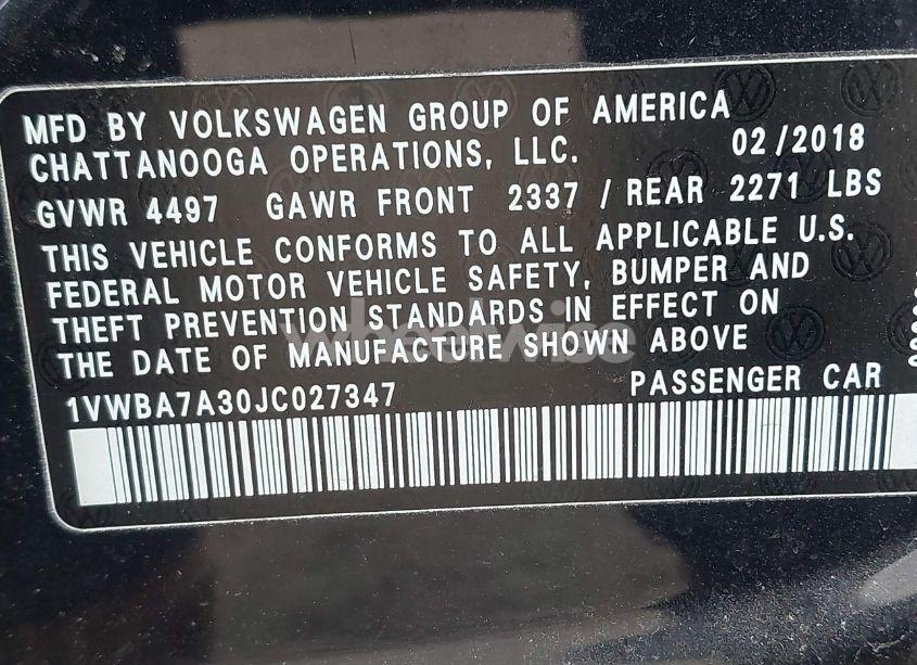 Photo 9 of 2018 Volkswagen Passat 2.0T SE (VIN 1VWBA7A30JC027347)