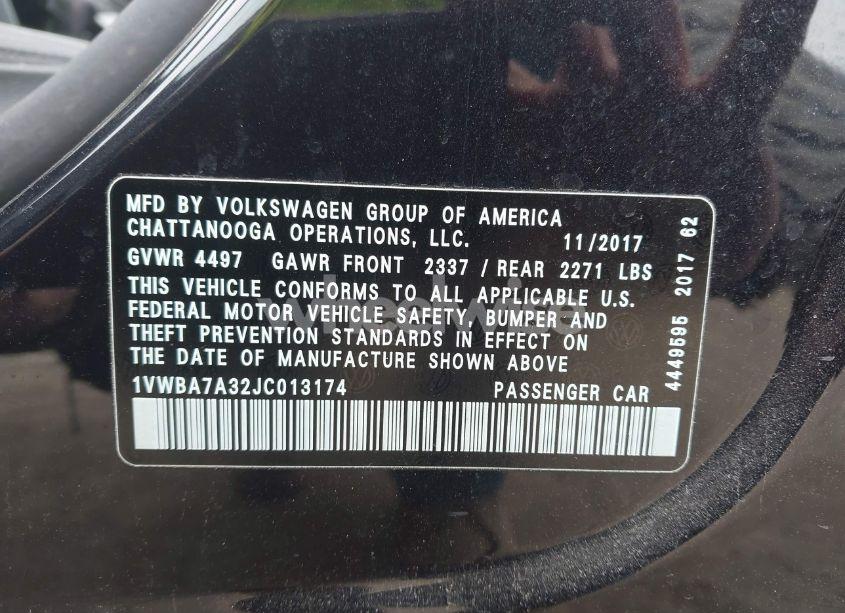 Photo 9 of 2018 Volkswagen Passat 2.0T SE (VIN 1VWBA7A32JC013174)