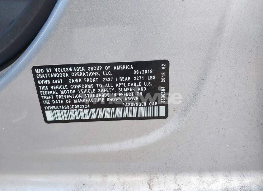 Photo 9 of 2018 Volkswagen Passat 2.0T SE (VIN 1VWBA7A33JC052324)