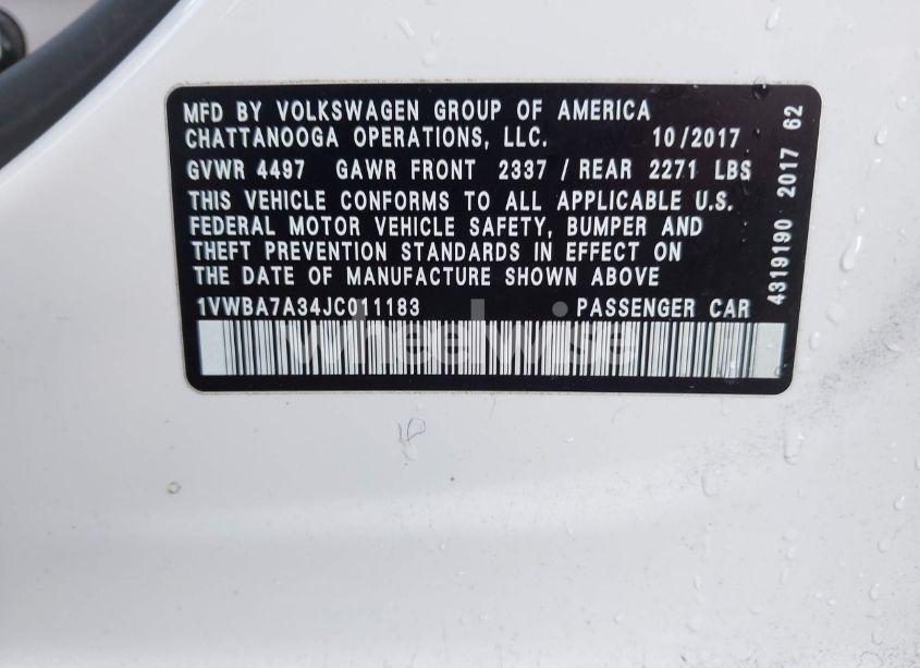 Photo 9 of 2018 Volkswagen Passat 2.0T SE (VIN 1VWBA7A34JC011183)