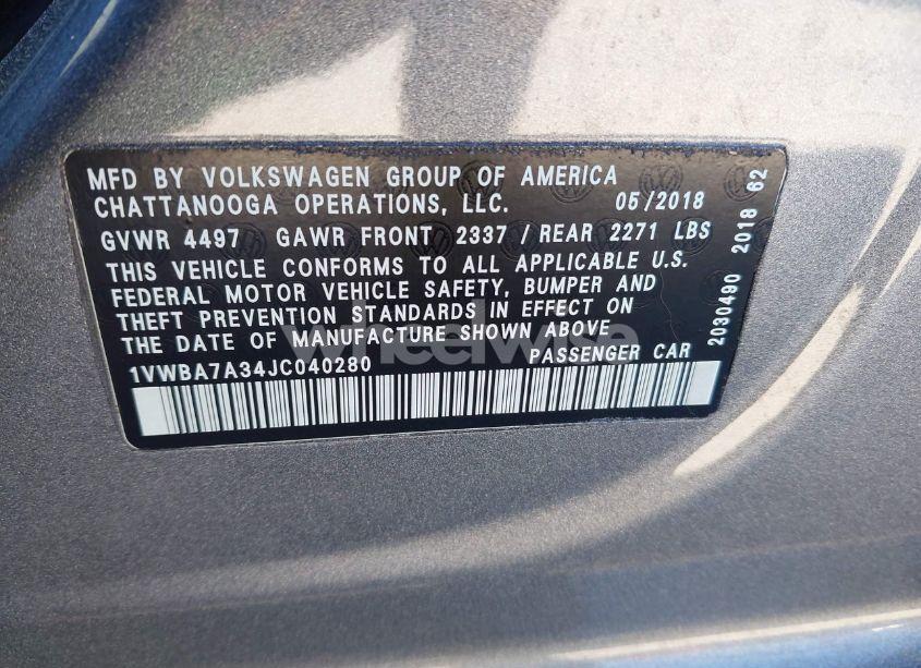 Photo 9 of 2018 Volkswagen Passat 2.0T SE (VIN 1VWBA7A34JC040280)