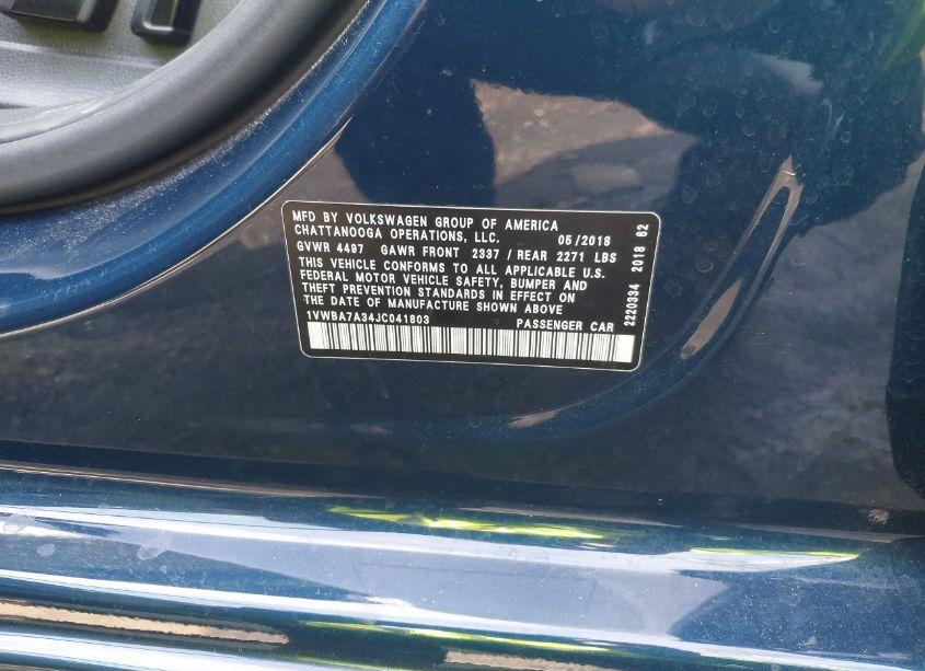 Photo 9 of 2018 Volkswagen Passat 2.0T SE (VIN 1VWBA7A34JC041803)