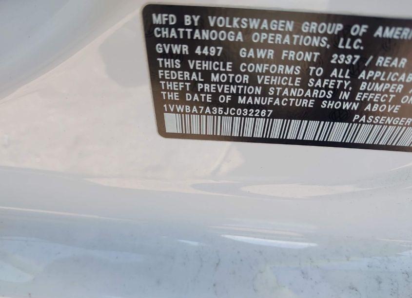 Photo 9 of 2018 Volkswagen Passat 2.0T SE (VIN 1VWBA7A35JC032267)