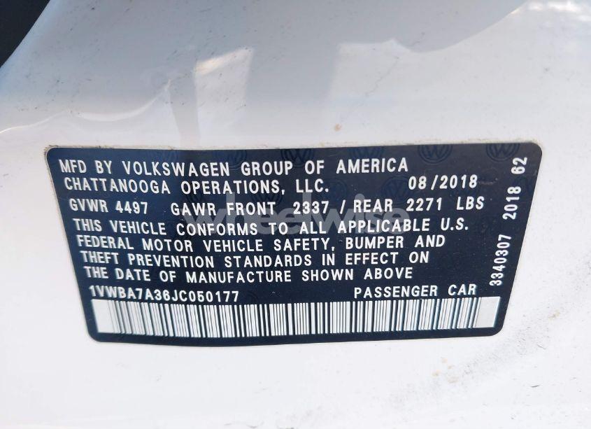 Photo 9 of 2018 Volkswagen Passat 2.0T SE (VIN 1VWBA7A36JC050177)