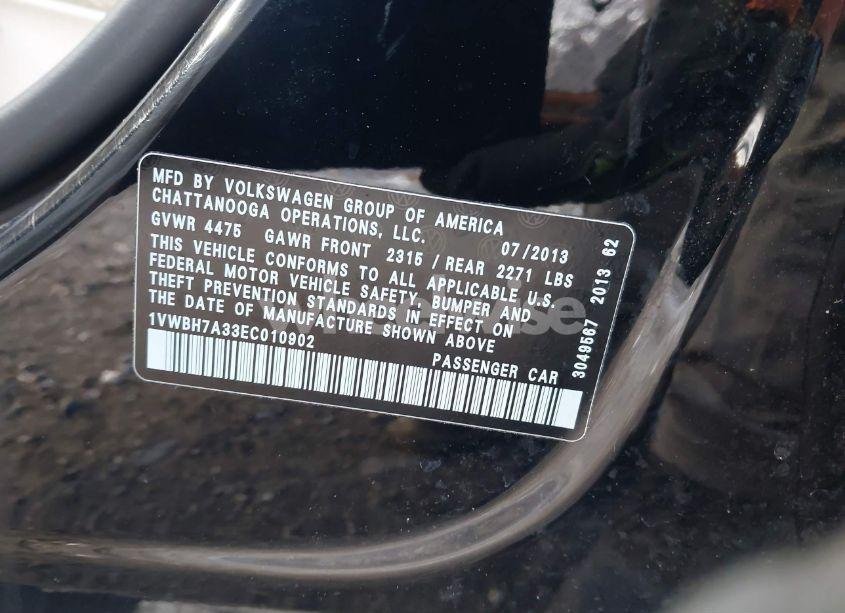 Photo 9 of 2014 Volkswagen Passat 2.5L SE (VIN 1VWBH7A33EC010902)