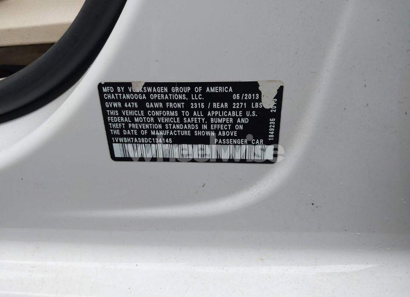 Photo 9 of 2013 Volkswagen Passat 2.5L SE (VIN 1VWBH7A38DC134145)