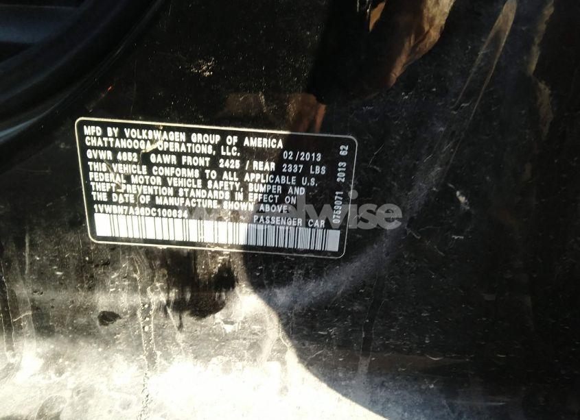 Photo 9 of 2013 Volkswagen Passat 2.0L TDI SE (VIN 1VWBN7A36DC100634)