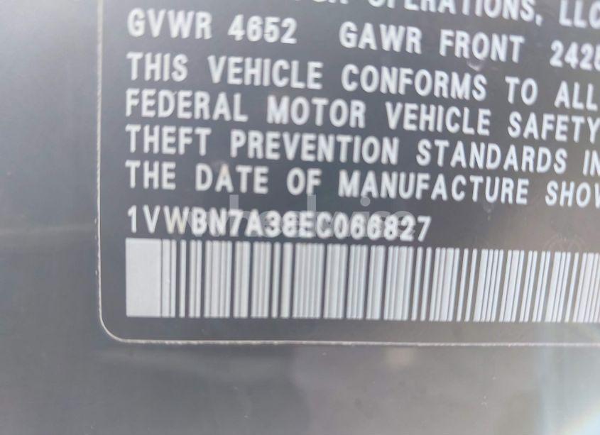 Photo 9 of 2014 Volkswagen Passat 2.0L TDI SE (VIN 1VWBN7A38EC066827)