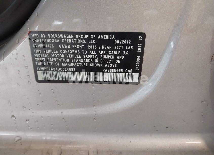 Photo 9 of 2013 Volkswagen Passat 2.5L SE (VIN 1VWBP7A34DC024082)