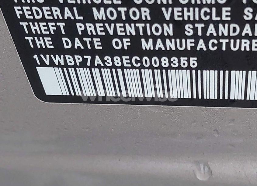 Photo 9 of 2014 Volkswagen Passat 2.5L SE (VIN 1VWBP7A38EC008355)