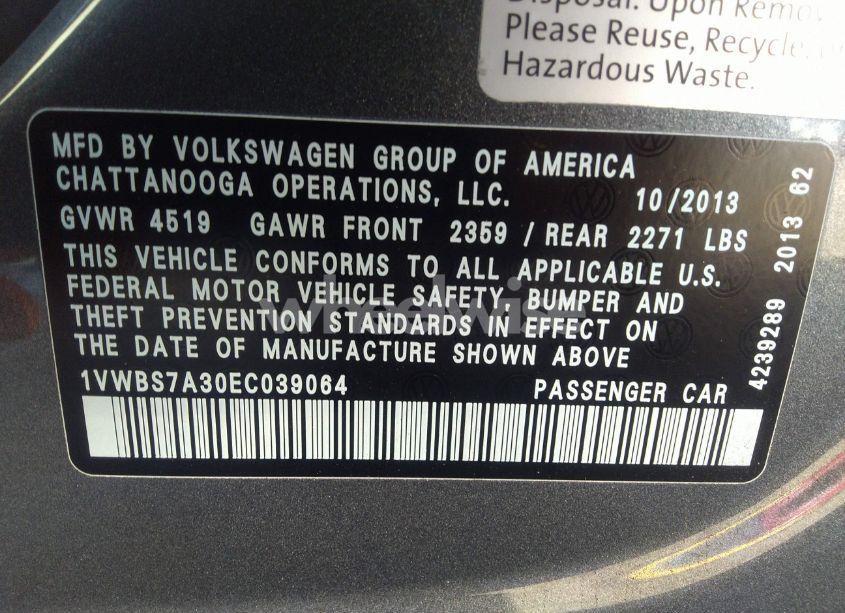 Photo 9 of 2014 Volkswagen Passat 1.8T SE (VIN 1VWBS7A30EC039064)