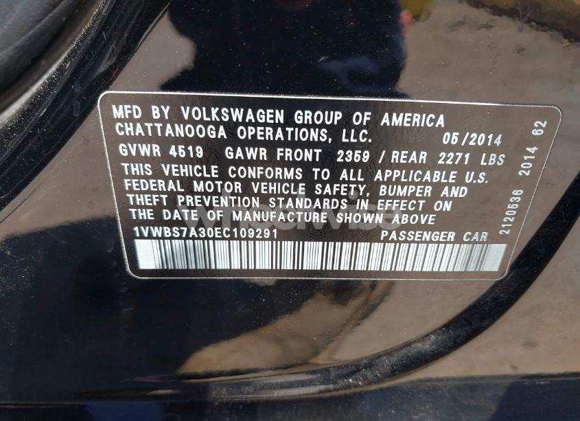 Photo 9 of 2014 Volkswagen Passat 1.8T SE (VIN 1VWBS7A30EC109291)