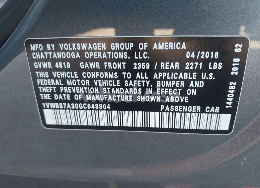 Photo 9 of 2016 Volkswagen Passat 1.8T SE (VIN 1VWBS7A30GC048804)
