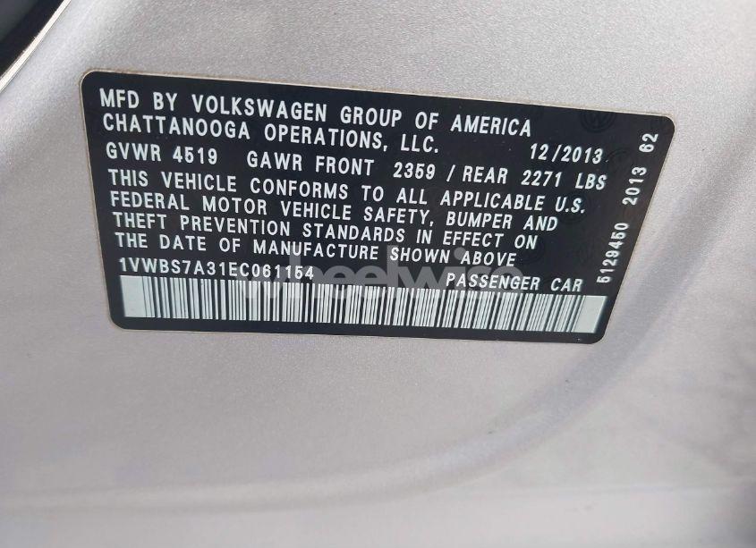 Photo 9 of 2014 Volkswagen Passat 1.8T SE (VIN 1VWBS7A31EC061154)