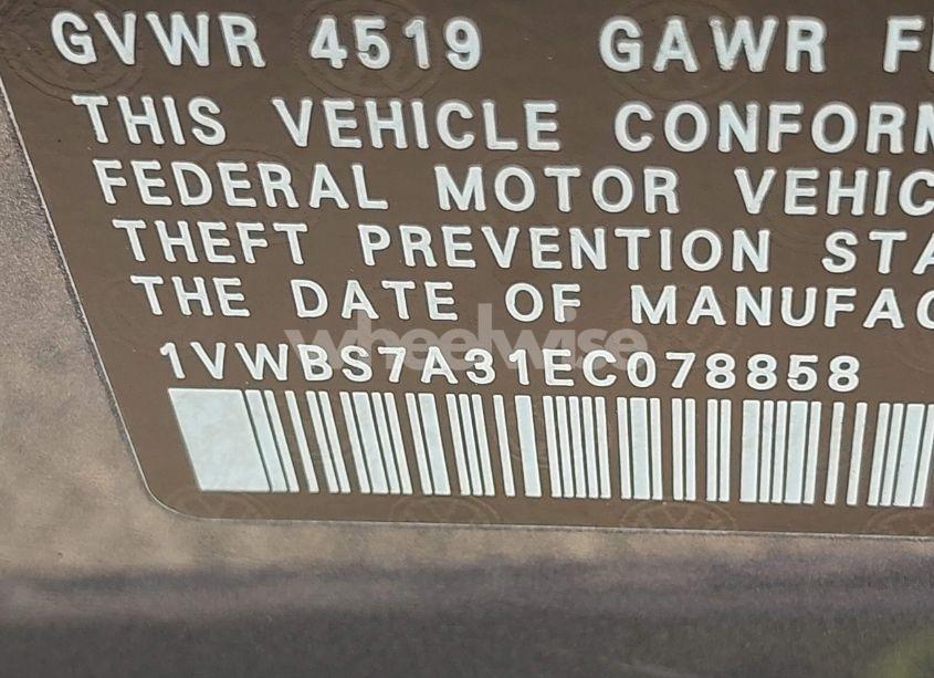 Photo 9 of 2014 Volkswagen Passat 1.8T SE (VIN 1VWBS7A31EC078858)