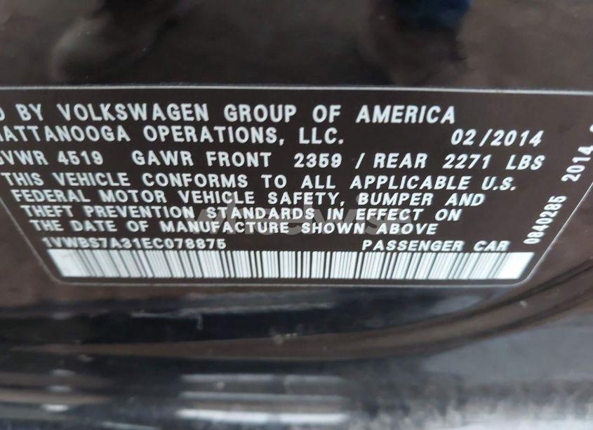 Photo 9 of 2014 Volkswagen Passat 1.8T SE (VIN 1VWBS7A31EC078875)
