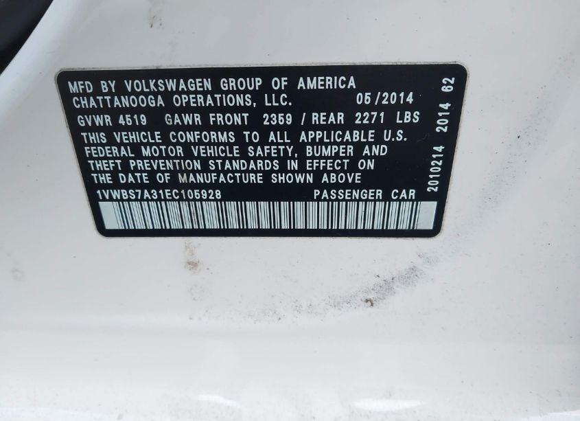 Photo 9 of 2014 Volkswagen Passat 1.8T SE (VIN 1VWBS7A31EC105928)