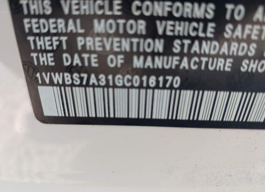 Photo 9 of 2016 Volkswagen Passat 1.8T SE (VIN 1VWBS7A31GC016170)