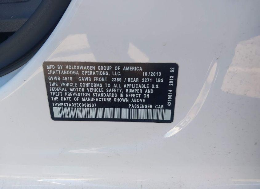 Photo 9 of 2014 Volkswagen Passat 1.8T SE (VIN 1VWBS7A32EC038207)