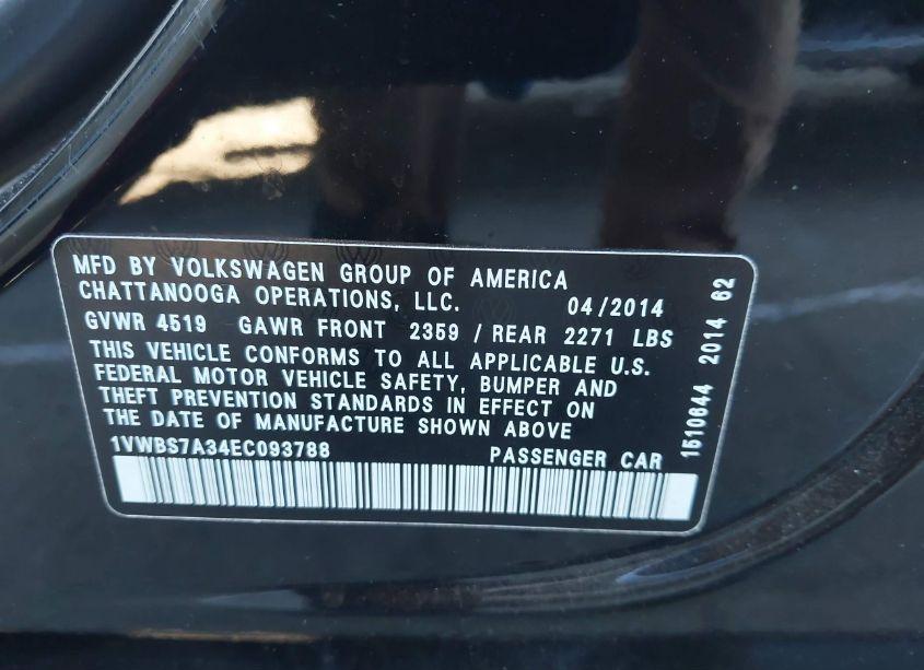 Photo 9 of 2014 Volkswagen Passat 1.8T SE (VIN 1VWBS7A34EC093788)