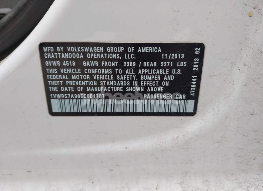 Photo 9 of 2014 Volkswagen Passat 1.8T SE (VIN 1VWBS7A36EC051767)