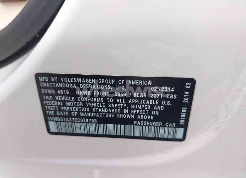 Photo 9 of 2014 Volkswagen Passat 1.8T SE (VIN 1VWBS7A37EC079738)