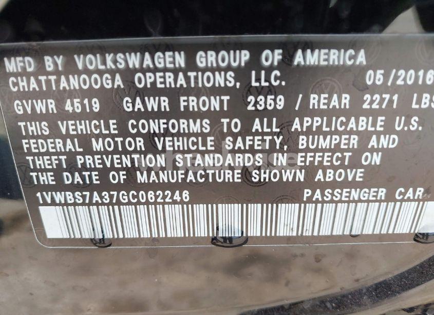 Photo 9 of 2016 Volkswagen Passat 1.8T SE (VIN 1VWBS7A37GC062246)