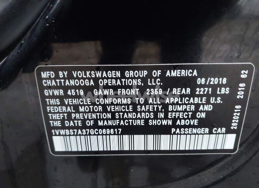 Photo 9 of 2016 Volkswagen Passat 1.8T SE (VIN 1VWBS7A37GC069617)