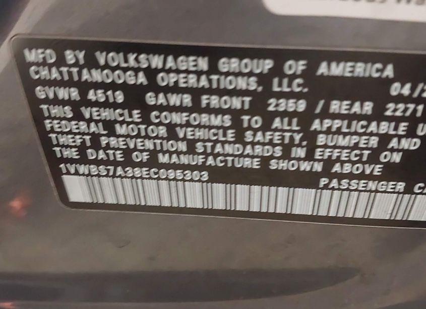 Photo 9 of 2014 Volkswagen Passat 1.8T SE (VIN 1VWBS7A38EC095303)