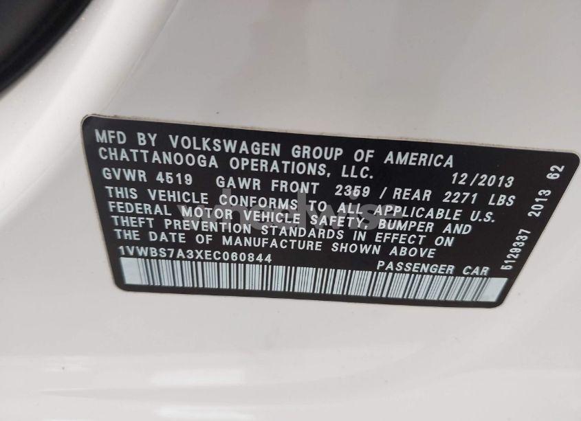 Photo 9 of 2014 Volkswagen Passat 1.8T SE (VIN 1VWBS7A3XEC060844)